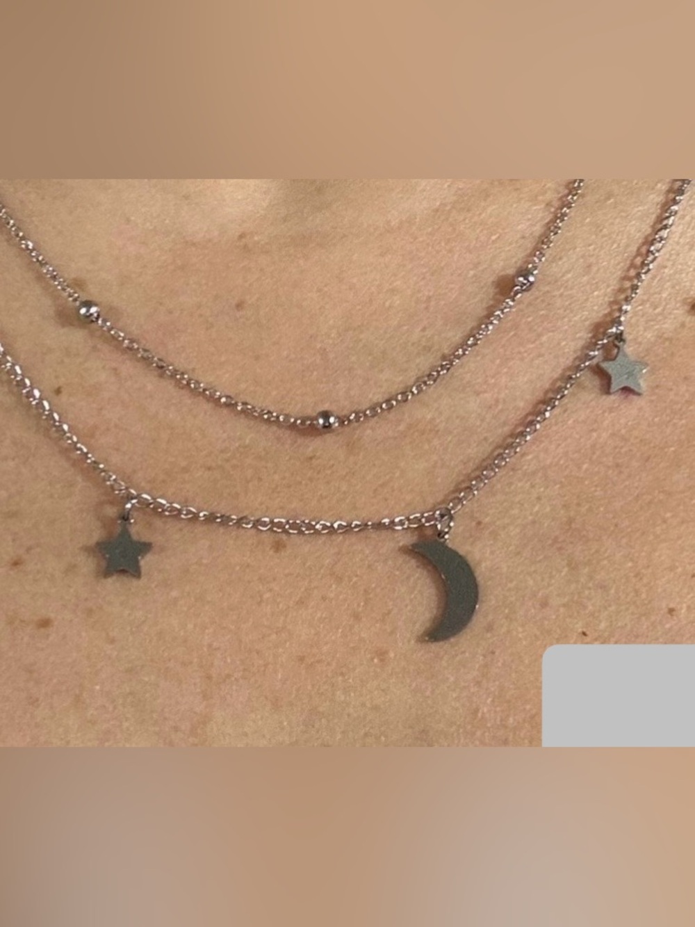 Layered Moon & Star Necklace in Silver